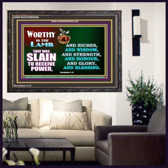 THE LAMB OF GOD THAT WAS SLAIN OUR LORD JESUS CHRIST  Children Room Wooden Frame  GWFAVOUR9554b  