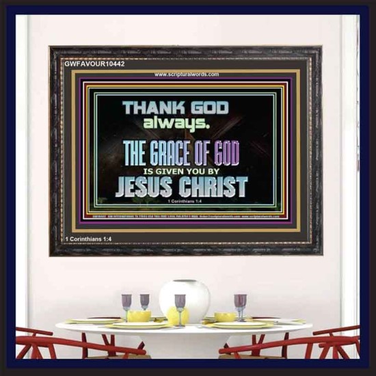 THANKING GOD ALWAYS OPENS GREATER DOOR  Scriptural Décor Wooden Frame  GWFAVOUR10442  