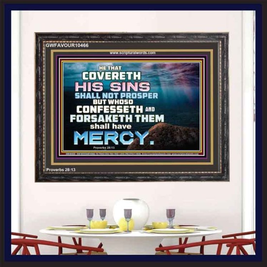 HE THAT COVERETH HIS SIN SHALL NOT PROSPER  Contemporary Christian Wall Art  GWFAVOUR10466  