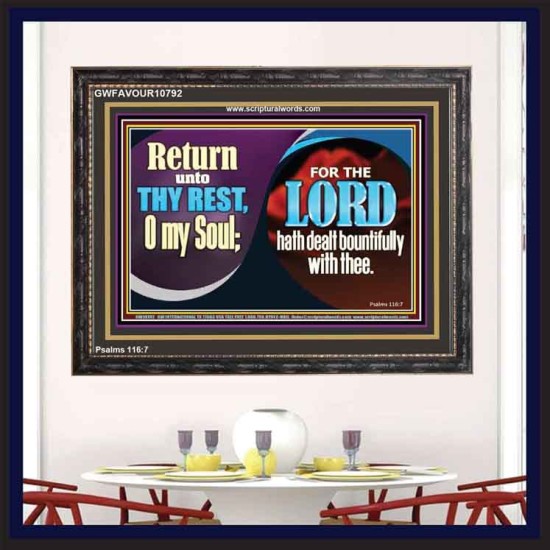 THE LORD HATH DEALT BOUNTIFULLY WITH THEE  Contemporary Christian Art Wooden Frame  GWFAVOUR10792  