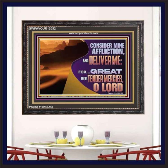 CONSIDER MINE AFFLICTION O LORD  Christian Artwork Glass Wooden Frame  GWFAVOUR12052  