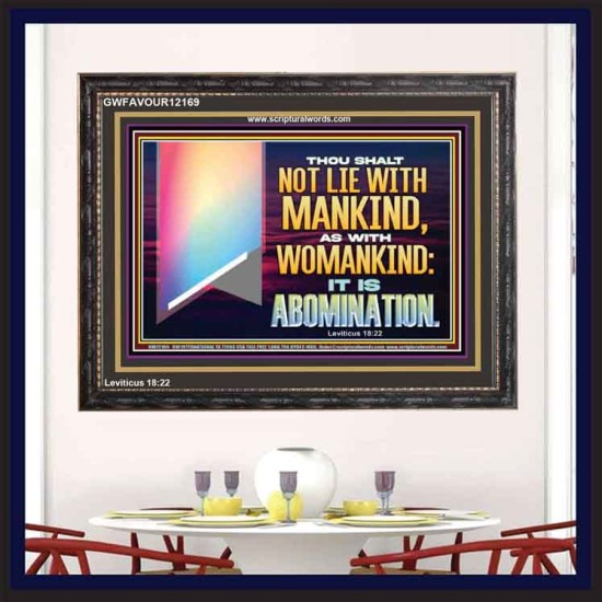 THOU SHALT NOT LIE WITH MANKIND AS WITH WOMANKIND IT IS ABOMINATION  Bible Verse for Home Wooden Frame  GWFAVOUR12169  