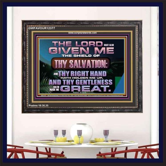 THY RIGHT HAND HATH HOLDEN ME UP  Ultimate Inspirational Wall Art Wooden Frame  GWFAVOUR12377  