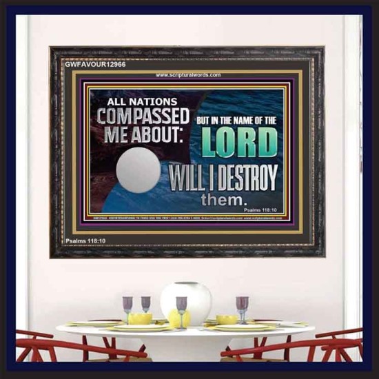 IN THE NAME OF THE LORD WILL I DESTROY THEM  Biblical Paintings Wooden Frame  GWFAVOUR12966  