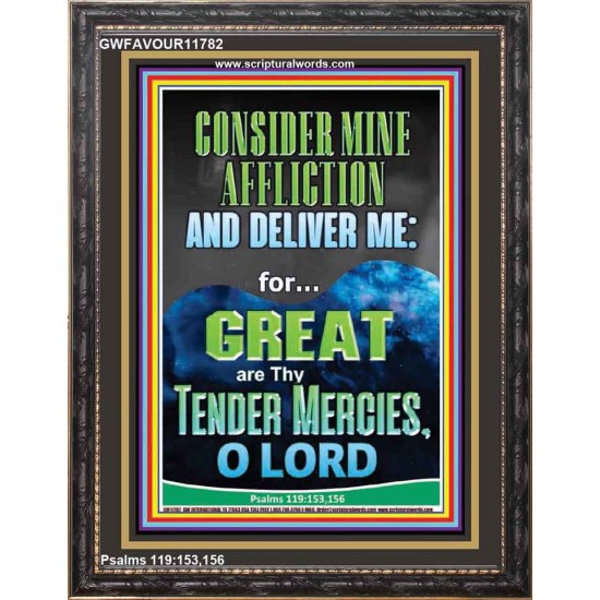 CONSIDER MINE AFFLICTION O LORD MY GOD  Christian Quote Portrait  GWFAVOUR11782  
