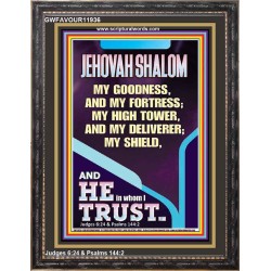 JEHOVAH SHALOM MY GOODNESS MY FORTRESS MY HIGH TOWER MY DELIVERER MY SHIELD  Unique Scriptural Portrait  GWFAVOUR11936  "33x45"