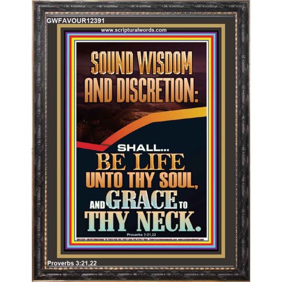 SOUND WISDOM AND DISCRETION SHALL BE LIFE UNTO THY SOUL  Bible Verse for Home Portrait  GWFAVOUR12391  