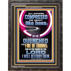 QUENCHED AS THE FIRE OF THORNS  VICTORIOUS BIBLICAL WOODEN FRAME GWFAVOUR13041  "33x45"