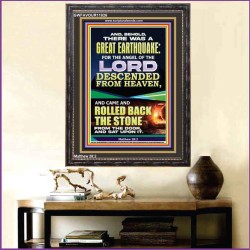 THE ANGEL OF THE LORD DESCENDED FROM HEAVEN AND ROLLED BACK THE STONE FROM THE DOOR  Custom Wall Scripture Art  GWFAVOUR11826  "33x45"