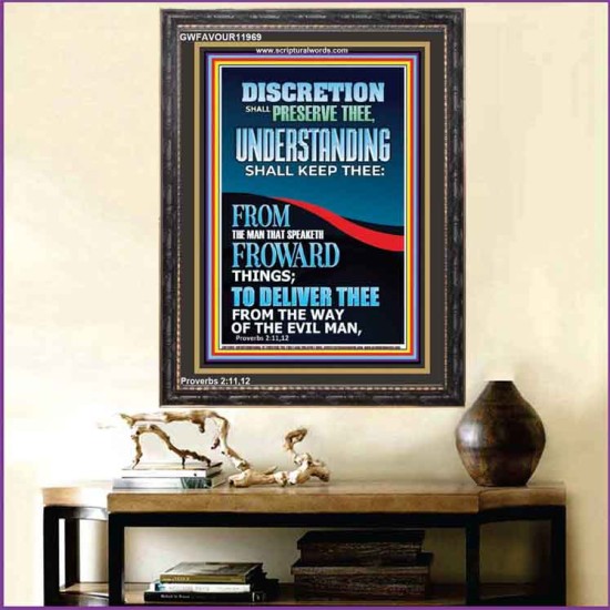 DISCRETION SHALL PRESERVE THEE UNDERSTANDING SHALL KEEP THEE  Bible Verse Art Prints  GWFAVOUR11969  