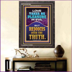 LOVE TAKES NO PLEASURE IN EVIL  Contemporary Christian Wall Art Portrait  GWFAVOUR12008  