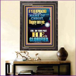 IF YE BE REPROACHED FOR THE NAME OF CHRIST HAPPY ARE YE  Contemporary Christian Wall Art  GWFAVOUR12260  "33x45"