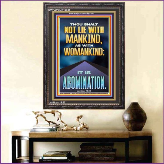 NEVER LIE WITH MANKIND AS WITH WOMANKIND IT IS ABOMINATION  Décor Art Works  GWFAVOUR12305  