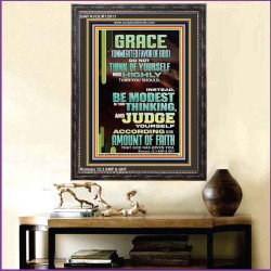 GRACE UNMERITED FAVOR OF GOD BE MODEST IN YOUR THINKING AND JUDGE YOURSELF  Christian Portrait Wall Art  GWFAVOUR13011  "33x45"