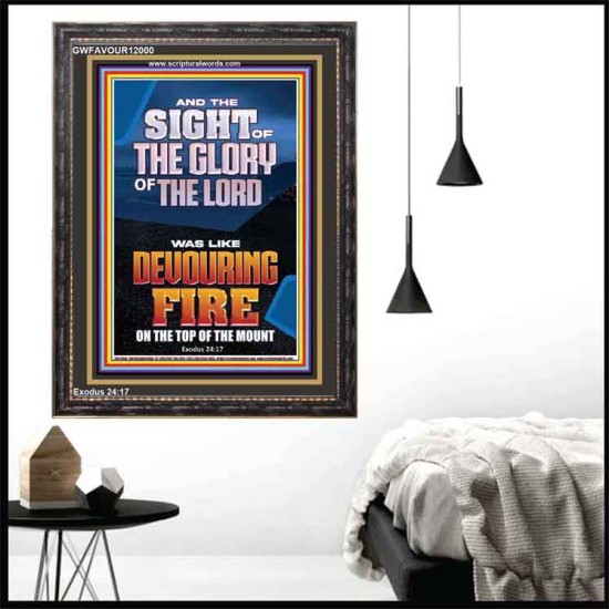 THE SIGHT OF THE GLORY OF THE LORD WAS LIKE DEVOURING FIRE  Christian Paintings  GWFAVOUR12000  