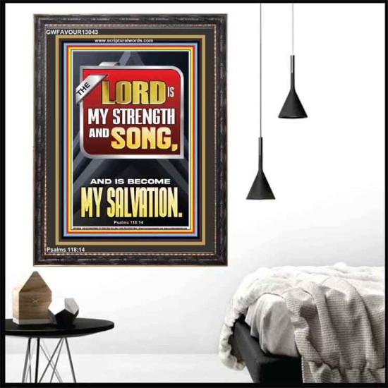 THE LORD IS MY STRENGTH AND SONG AND IS BECOME MY SALVATION  Bible Verse Art Portrait  GWFAVOUR13043  