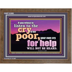 BE COMPASSIONATE LISTEN TO THE CRY OF THE POOR   Righteous Living Christian Wooden Frame  GWF10366  "45X33"