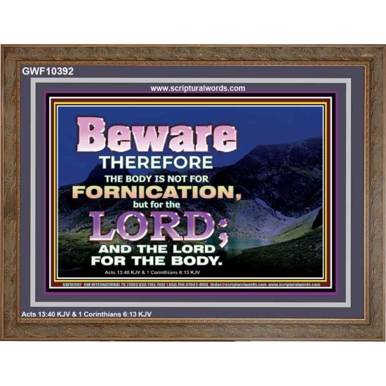 YOUR BODY IS NOT FOR FORNICATION   Ultimate Power Wooden Frame  GWF10392  
