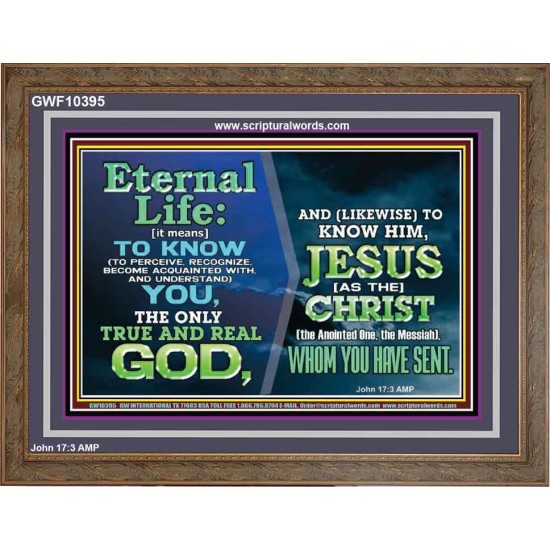 ETERNAL LIFE IS TO KNOW AND DWELL IN HIM CHRIST JESUS  Church Wooden Frame  GWF10395  