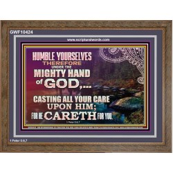 CASTING YOUR CARE UPON HIM FOR HE CARETH FOR YOU  Sanctuary Wall Wooden Frame  GWF10424  "45X33"