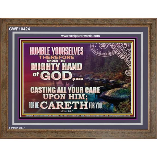 CASTING YOUR CARE UPON HIM FOR HE CARETH FOR YOU  Sanctuary Wall Wooden Frame  GWF10424  