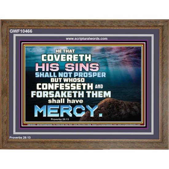 HE THAT COVERETH HIS SIN SHALL NOT PROSPER  Contemporary Christian Wall Art  GWF10466  