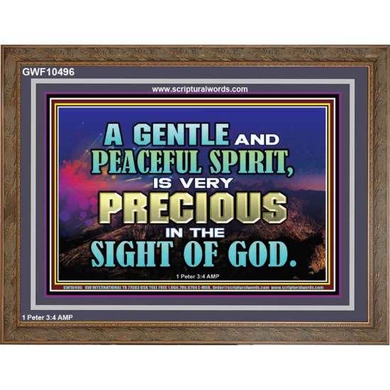 GENTLE AND PEACEFUL SPIRIT VERY PRECIOUS IN GOD SIGHT  Bible Verses to Encourage  Wooden Frame  GWF10496  