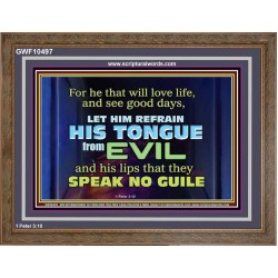 KEEP YOUR TONGUES FROM ALL EVIL  Bible Scriptures on Love Wooden Frame  GWF10497  "45X33"