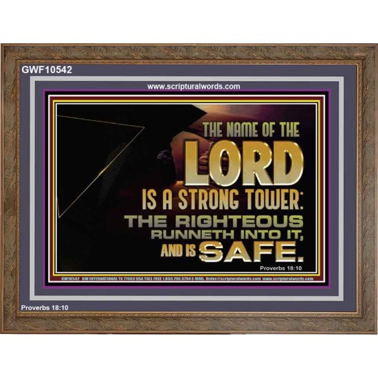 THE NAME OF THE LORD IS A STRONG TOWER  Contemporary Christian Wall Art  GWF10542  