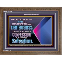 TRUSTING WITH THE HEART LEADS TO RIGHTEOUSNESS  Christian Quotes Wooden Frame  GWF10556  "45X33"