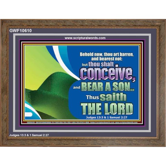 BEHOLD NOW THOU SHALL CONCEIVE  Custom Christian Artwork Wooden Frame  GWF10610  