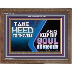 TAKE HEED TO THYSELF AND KEEP THY SOUL DILIGENTLY  Sanctuary Wall Wooden Frame  GWF10718  "45X33"