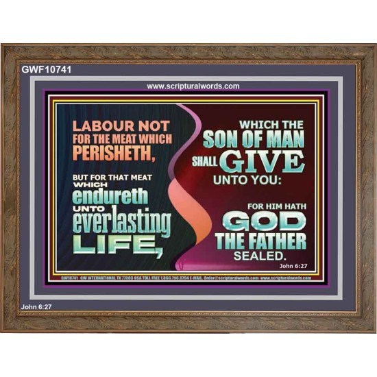 LABOUR NOT FOR THE MEAT WHICH PERISHETH  Bible Verse Wooden Frame  GWF10741  