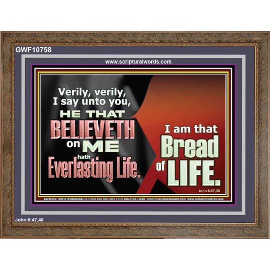 HE THAT BELIEVETH ON ME HATH EVERLASTING LIFE  Contemporary Christian Wall Art  GWF10758  