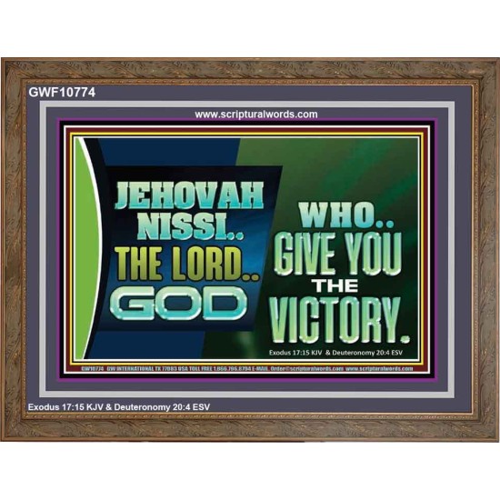 JEHOVAHNISSI THE LORD GOD WHO GIVE YOU THE VICTORY  Bible Verses Wall Art  GWF10774  