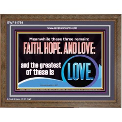 THESE THREE REMAIN FAITH HOPE AND LOVE BUT THE GREATEST IS LOVE  Ultimate Power Wooden Frame  GWF11764  "45X33"