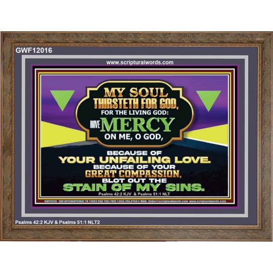 MY SOUL THIRSTETH FOR GOD THE LIVING GOD HAVE MERCY ON ME  Sanctuary Wall Wooden Frame  GWF12016  