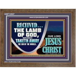 THE LAMB OF GOD THAT TAKETH AWAY THE SIN OF THE WORLD  Unique Power Bible Wooden Frame  GWF12037  "45X33"