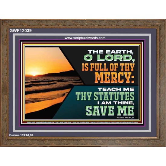 THE EARTH O LORD IS FULL OF THY MERCY TEACH ME THY STATUTES  Righteous Living Christian Wooden Frame  GWF12039  