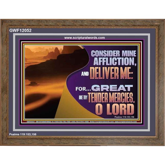 CONSIDER MINE AFFLICTION O LORD  Christian Artwork Glass Wooden Frame  GWF12052  