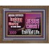 THE MERCY OF OUR LORD JESUS CHRIST UNTO ETERNAL LIFE  Christian Quotes Wooden Frame  GWF12117  "45X33"