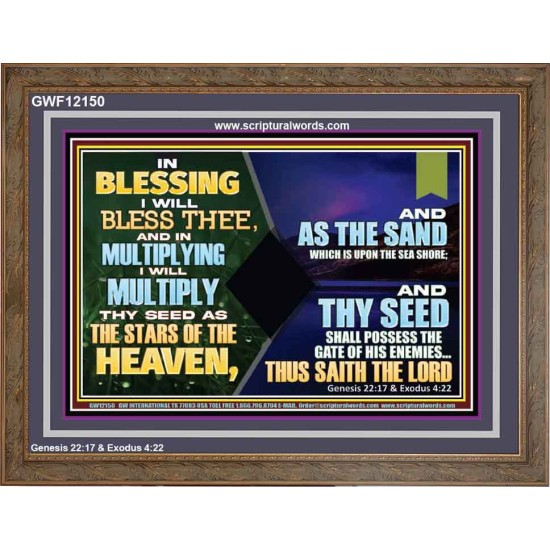 IN BLESSING I WILL BLESS THEE  Unique Bible Verse Wooden Frame  GWF12150  