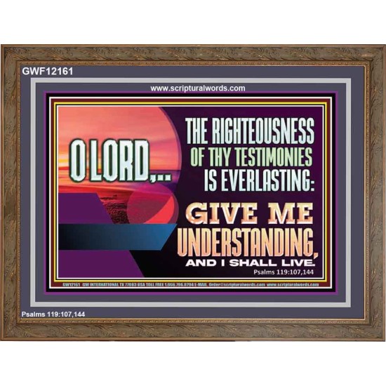 THE RIGHTEOUSNESS OF THY TESTIMONIES IS EVERLASTING O LORD  Bible Verses Wooden Frame Art  GWF12161  