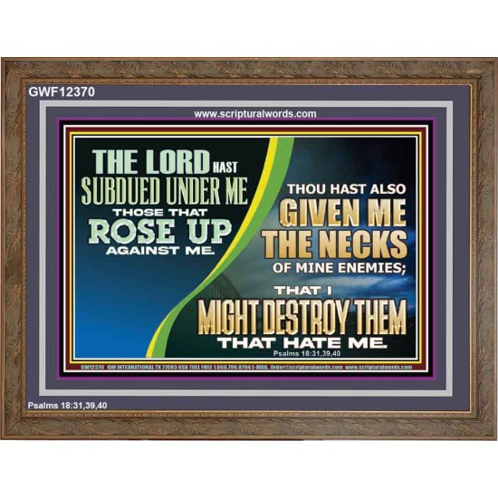 GIVEN ME THE NECKS OF MINE ENEMIES  Unique Power Bible Wooden Frame  GWF12370  