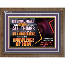 HIS DIVINE POWER HATH GIVEN UNTO US ALL THINGS  Eternal Power Wooden Frame  GWF12405  "45X33"