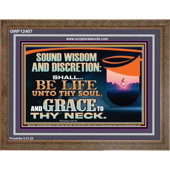 SOUND WISDOM AND DISCRETION SHALL BE LIFE UNTO THY SOUL  Children Room Wall Wooden Frame  GWF12407  