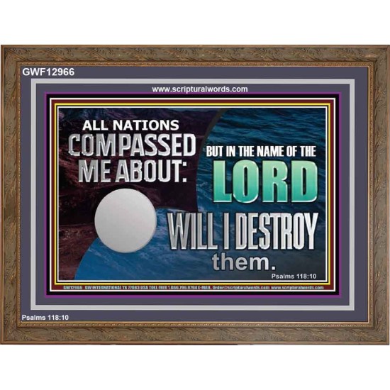 IN THE NAME OF THE LORD WILL I DESTROY THEM  Biblical Paintings Wooden Frame  GWF12966  