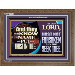 THEY THAT KNOW THY NAME WILL NOT BE FORSAKEN  Biblical Art Glass Wooden Frame  GWF12983  "45X33"