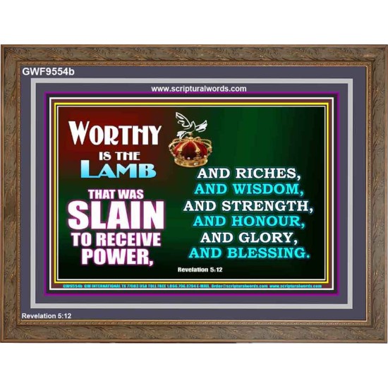 THE LAMB OF GOD THAT WAS SLAIN OUR LORD JESUS CHRIST  Children Room Wooden Frame  GWF9554b  
