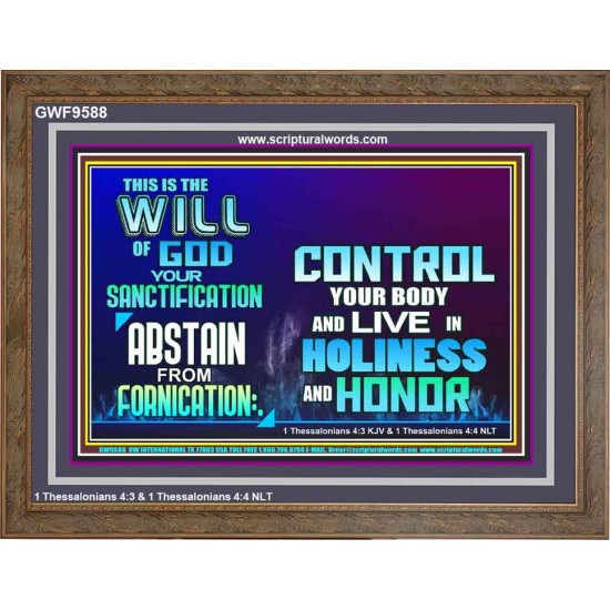 THE WILL OF GOD SANCTIFICATION HOLINESS AND RIGHTEOUSNESS  Church Wooden Frame  GWF9588  